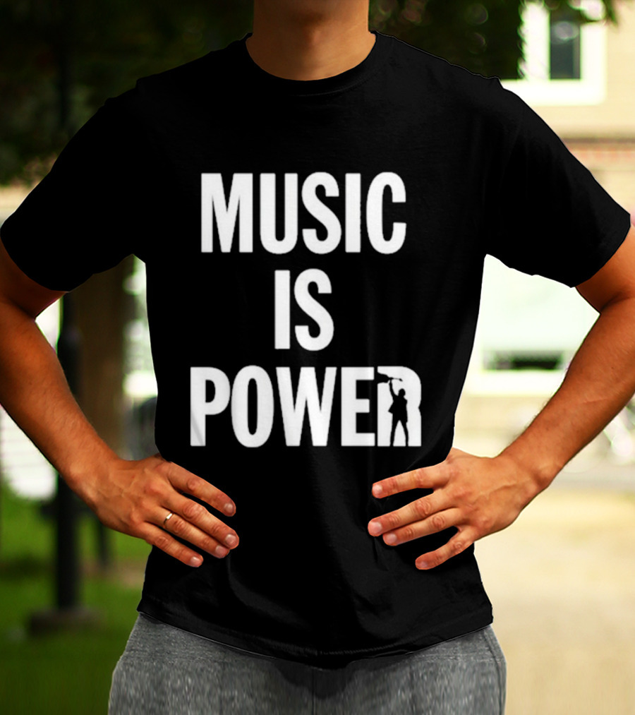 MUSIC IS POWER Richard Ashcroft Holding Guitar T-Shirt
