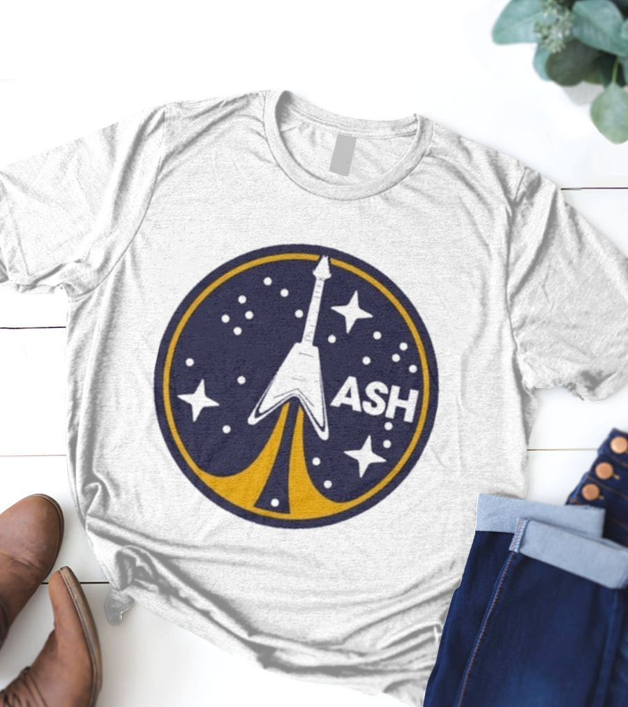 ASH Flying V Rocket Guitar Space Stars T-Shirt