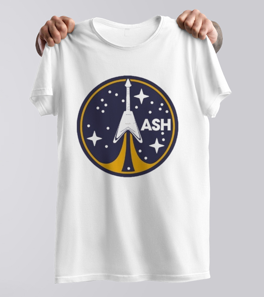 ASH Flying V Rocket Guitar Space Stars T-Shirt