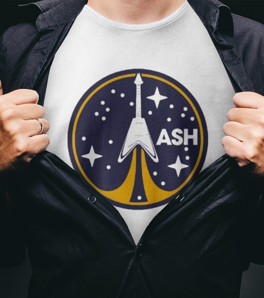 ASH Flying V Rocket Guitar Space Stars T-Shirt