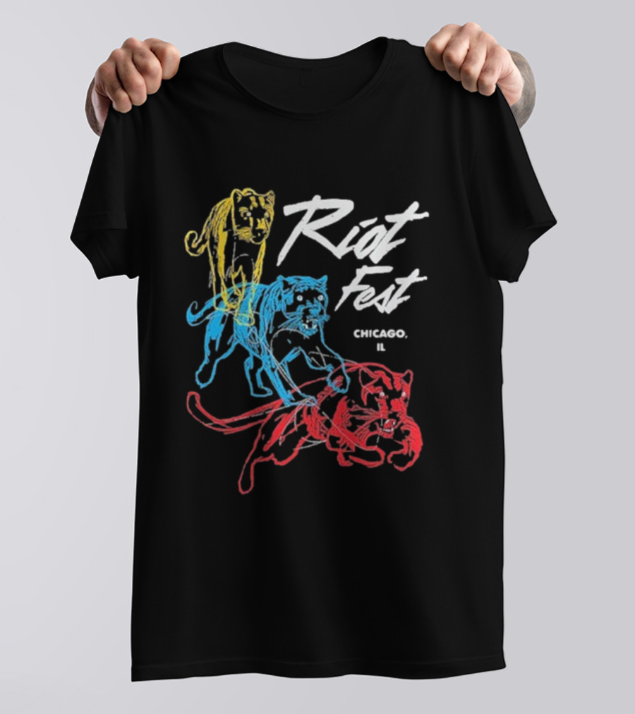 Riot Fest Chicago IL Multi-Color Panthers T-Shirt