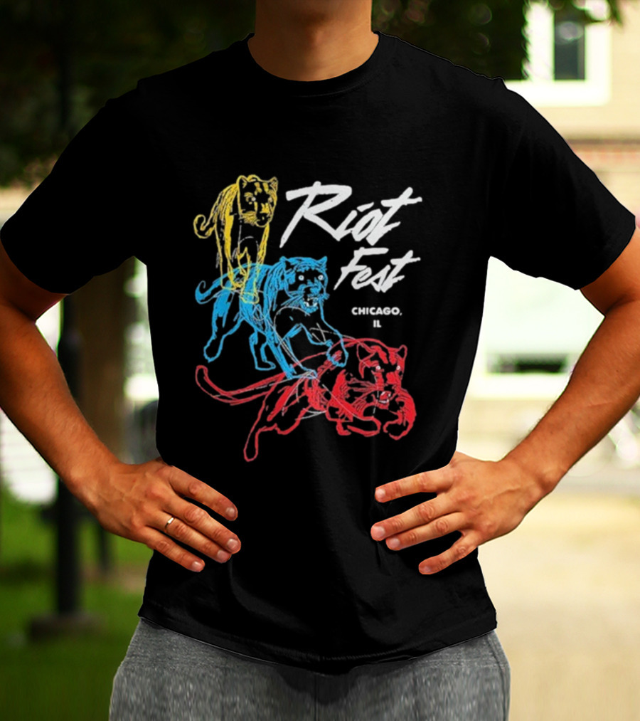 Riot Fest Chicago IL Multi-Color Panthers T-Shirt