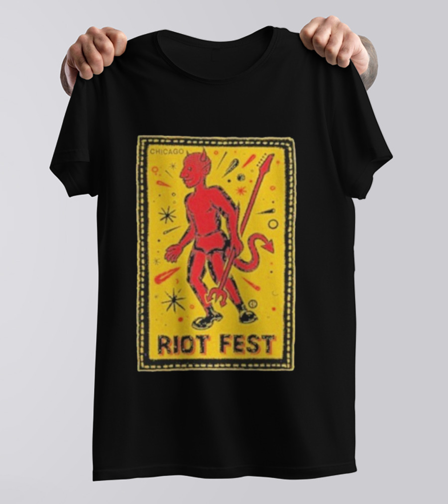 Riot Fest Chicago Chema Devil Retro Yellow Black Red T-Shirt
