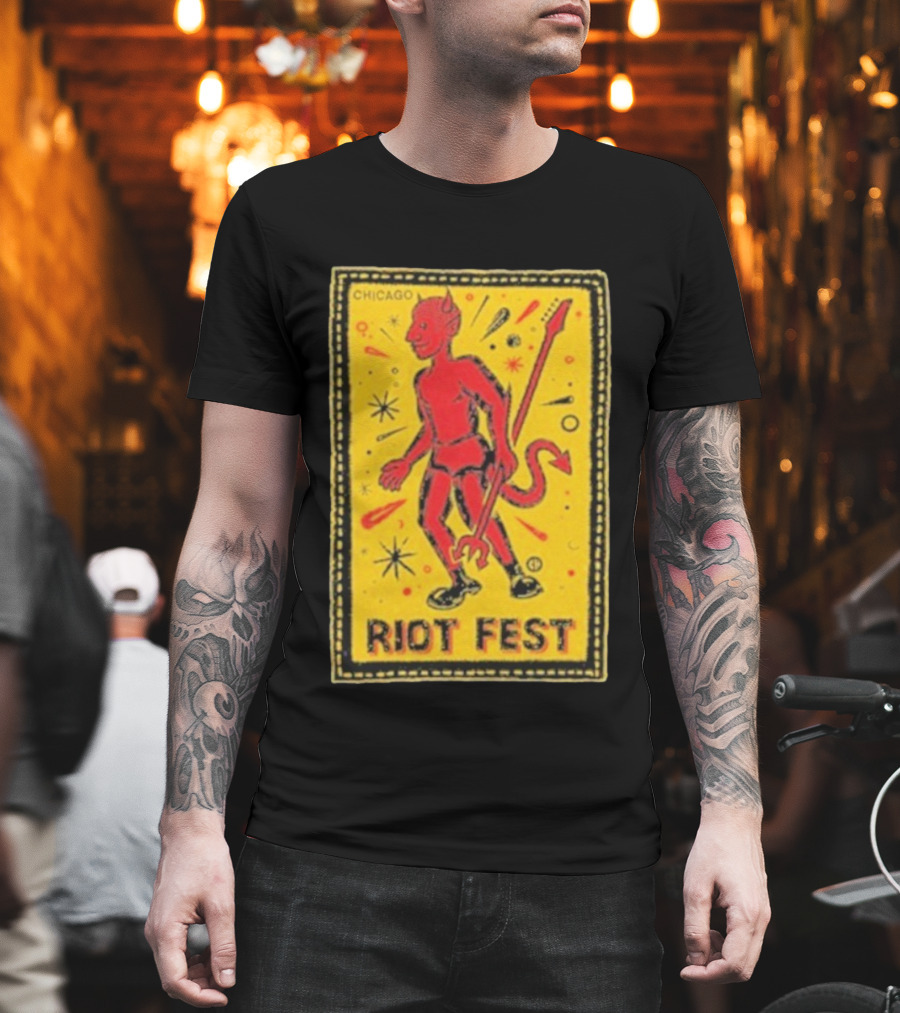 Riot Fest Chicago Chema Devil Retro Yellow Black Red T-Shirt
