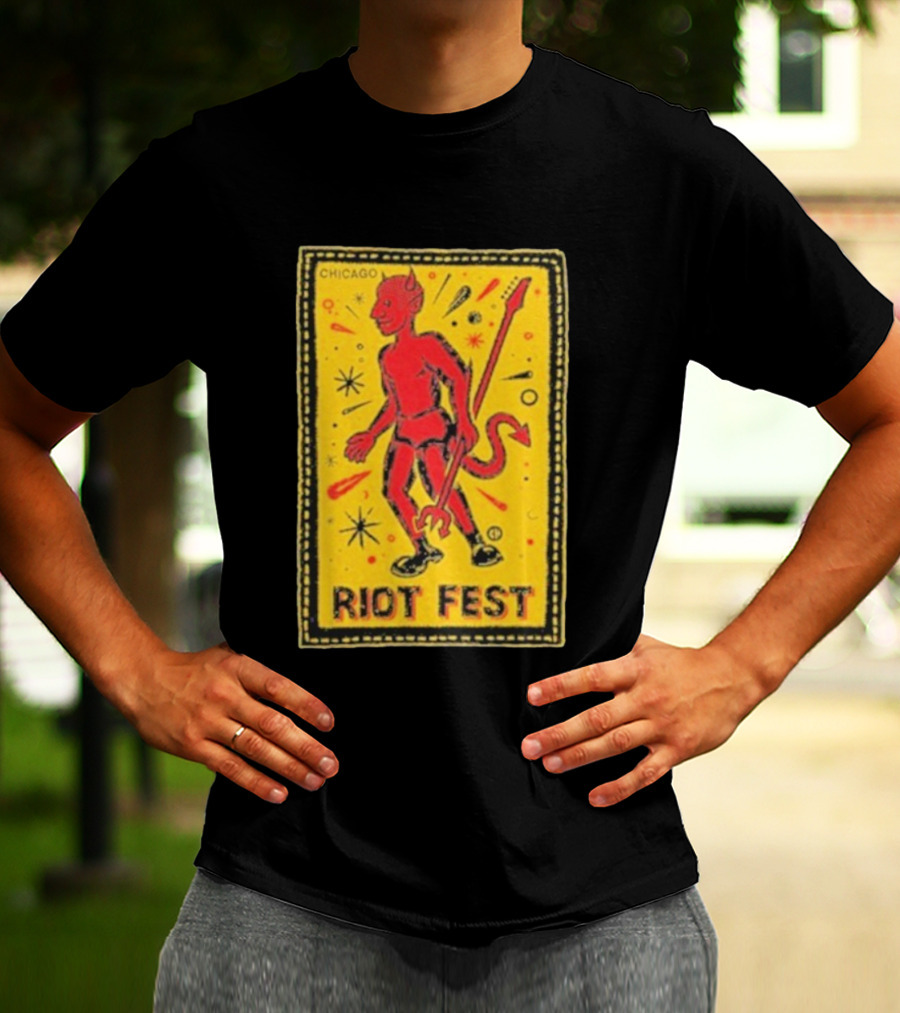 Riot Fest Chicago Chema Devil Retro Yellow Black Red T-Shirt