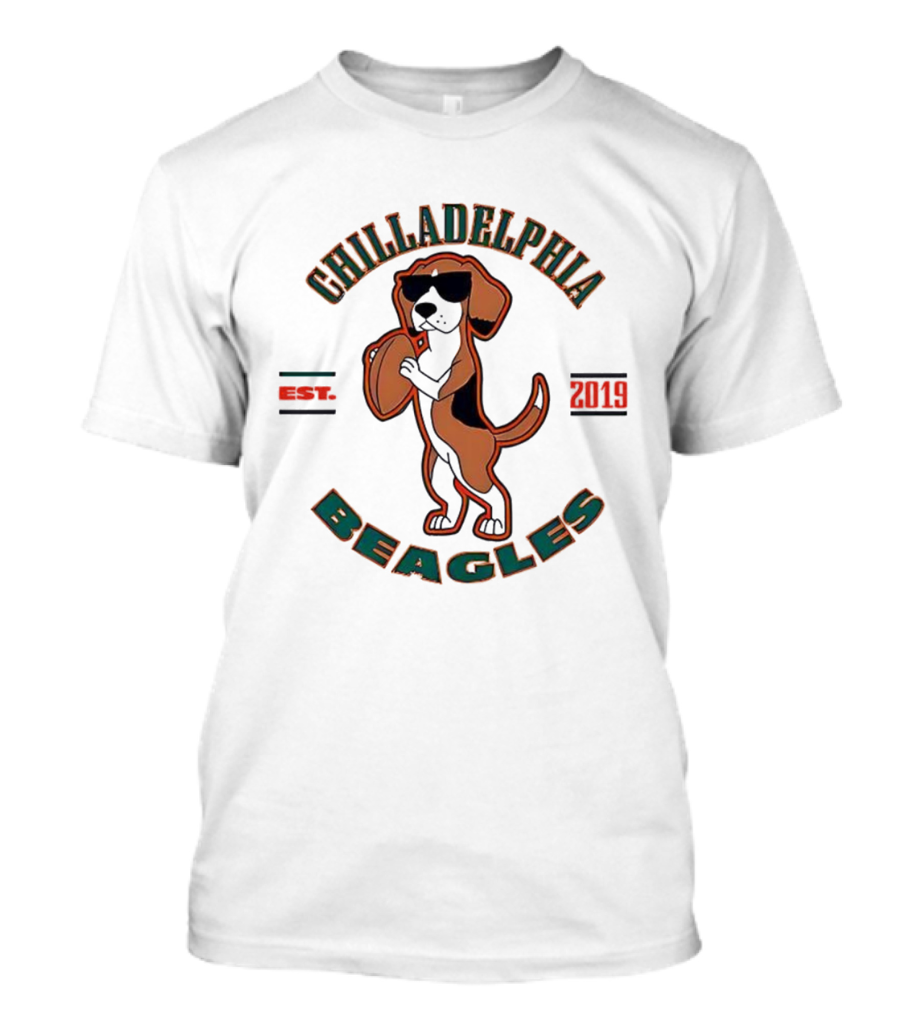 CHILLADELPHIA BEAGLES EST 2019 Football Dog Team T-Shirt
