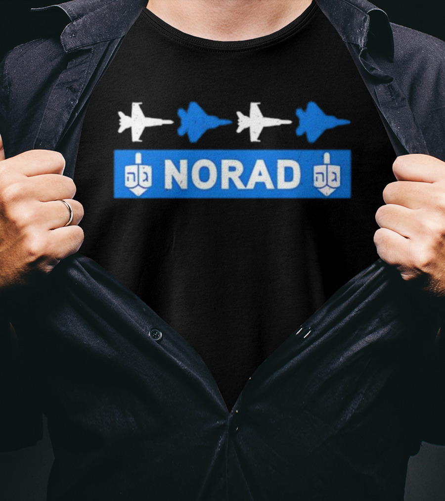 NORAD Hanukkah Jets And Dreidel Theme T-Shirt