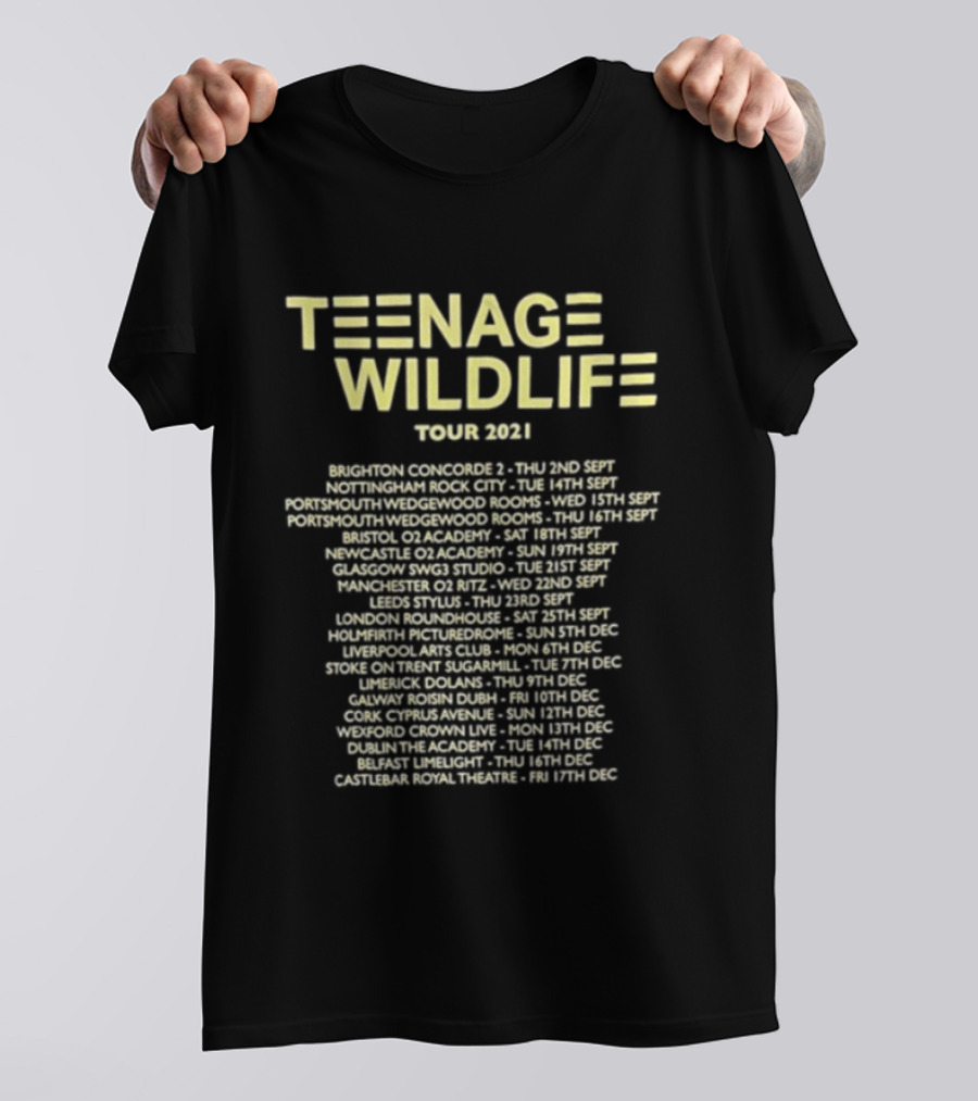 Teenage Wildlife Tour 2021 Ash Band Concert Dates And Locations T-Shirt