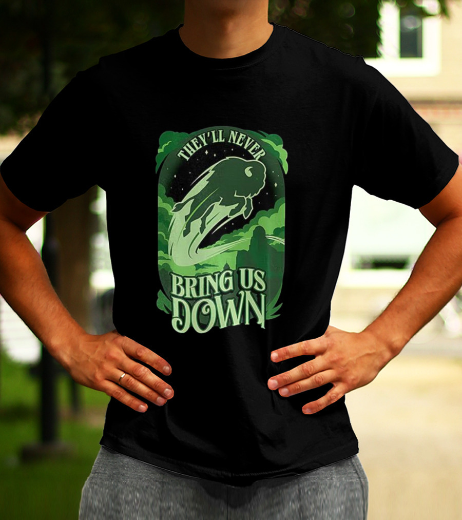 Buffalo Bills They'll Never Bring Us Down Green Buffalo Graphic T-Shirt