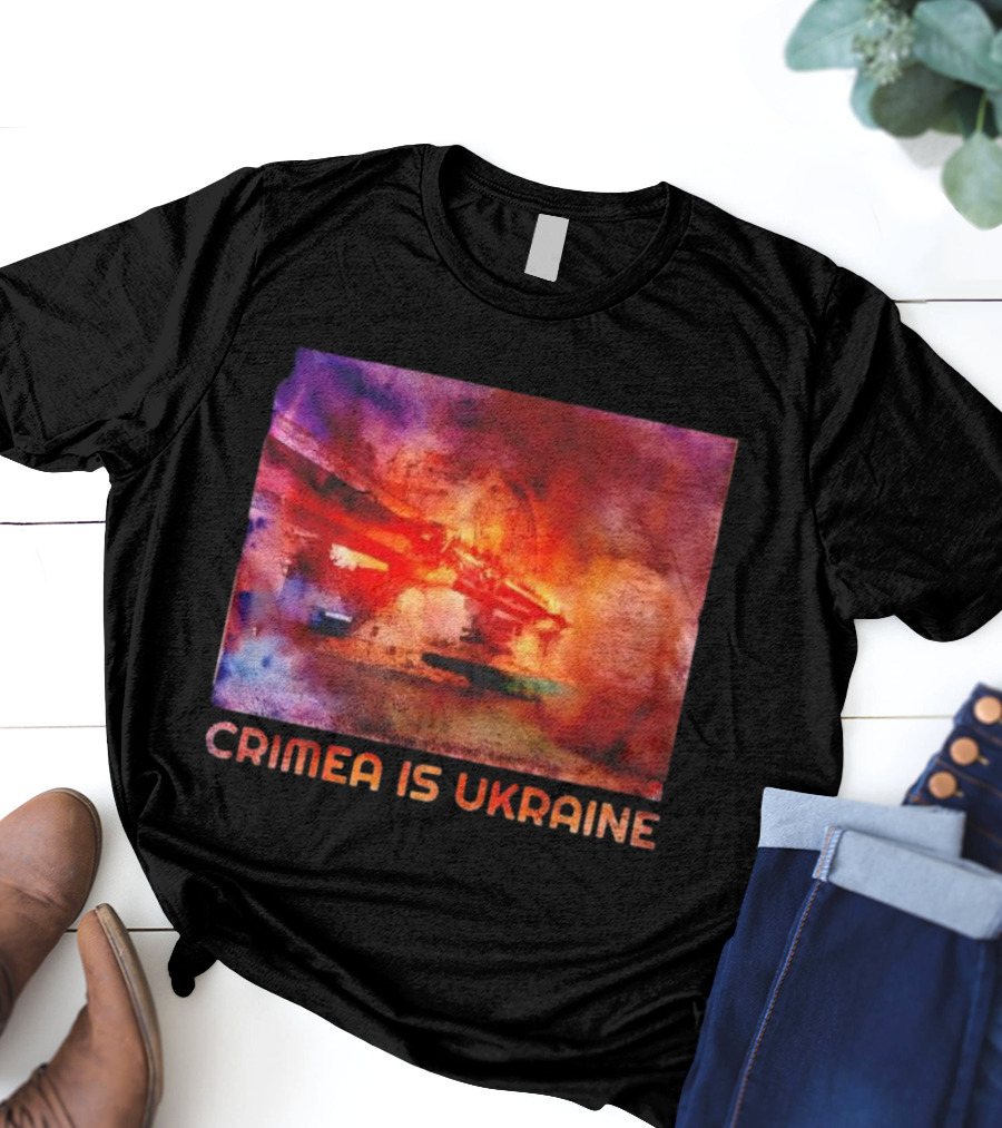 Crimea Is Ukraine Watercolor Bridge Explosion Imagery T-Shirt