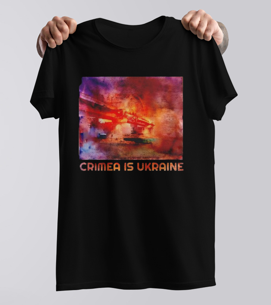 Crimea Is Ukraine Watercolor Bridge Explosion Imagery T-Shirt
