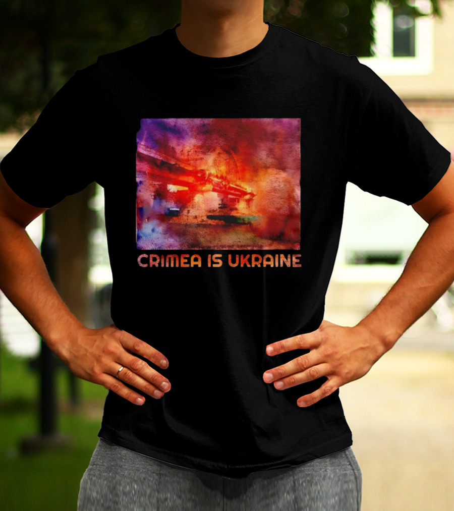 Crimea Is Ukraine Watercolor Bridge Explosion Imagery T-Shirt