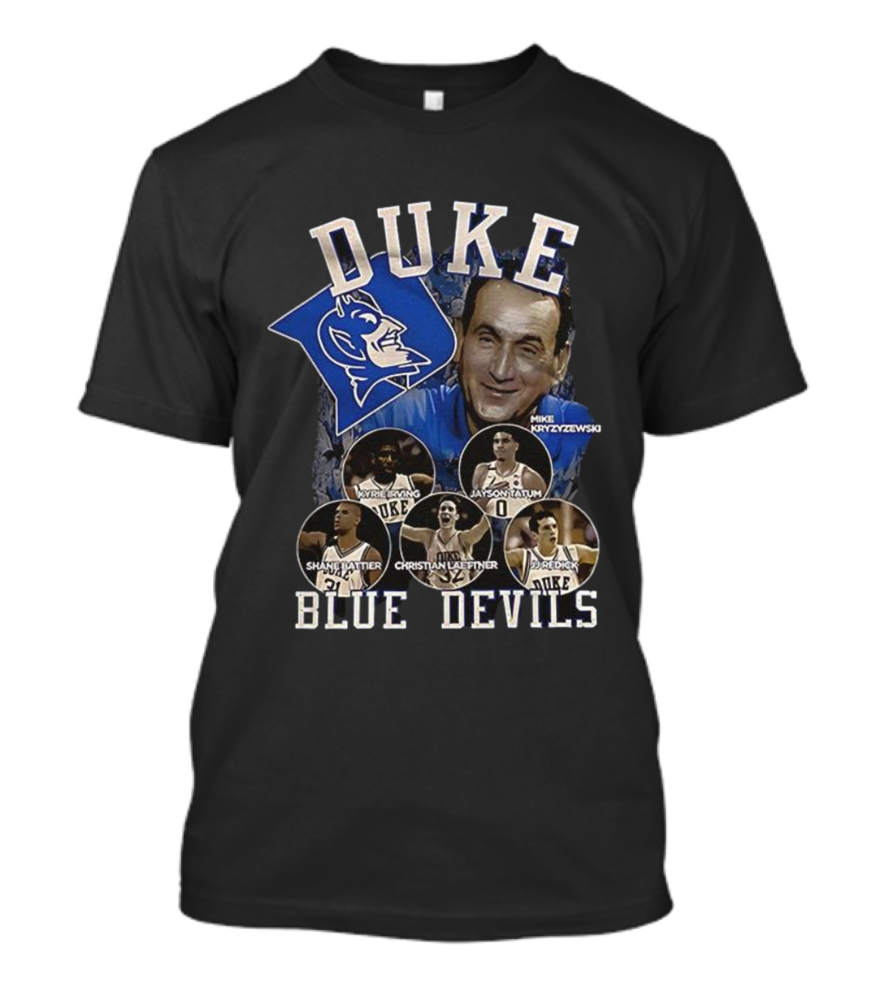 Duke Blue Devils Mike Krzyzewski Kyrie Irving Jayson Tatum Shane Battier Christian Laettner JJ Redick Vintage Legends T-Shirt