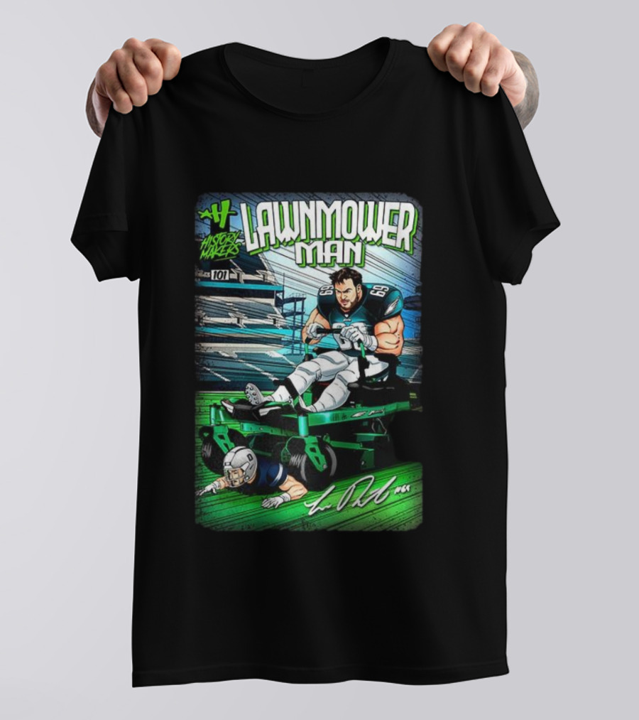 Landon Dickerson Philadelphia Eagles Lawnmower Man Historical Makers Comic Signature T-Shirt