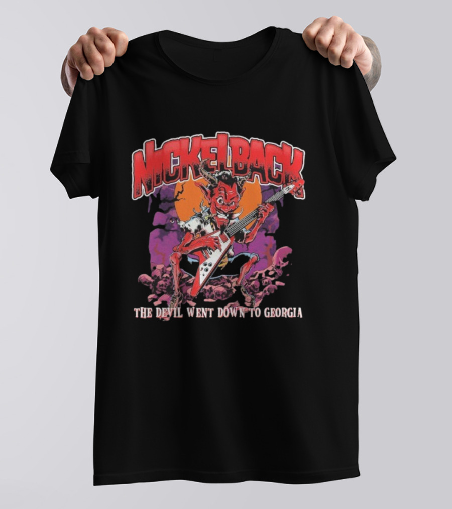 Nickelback The Devil Went Down To Georgia Devil Playing Guitar T-Shirt