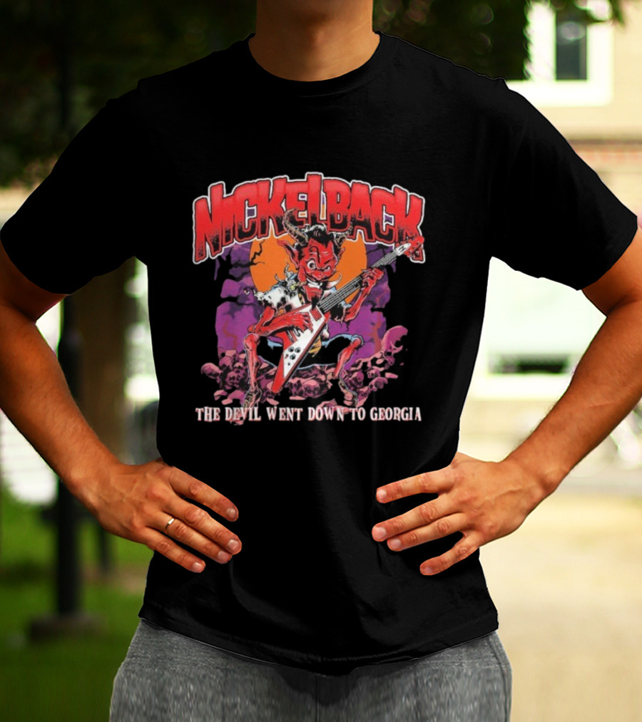 Nickelback The Devil Went Down To Georgia Devil Playing Guitar T-Shirt