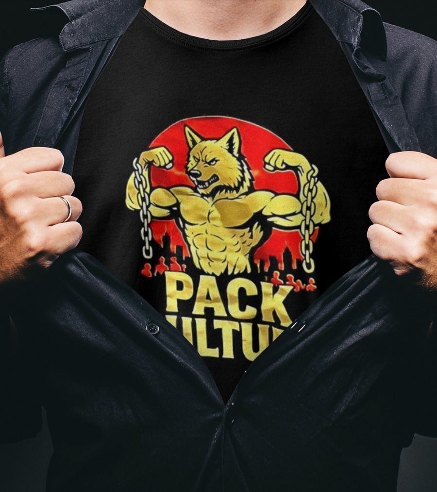 Pack Culture Thunder Wolves Buff Wolf With Chains T-Shirt