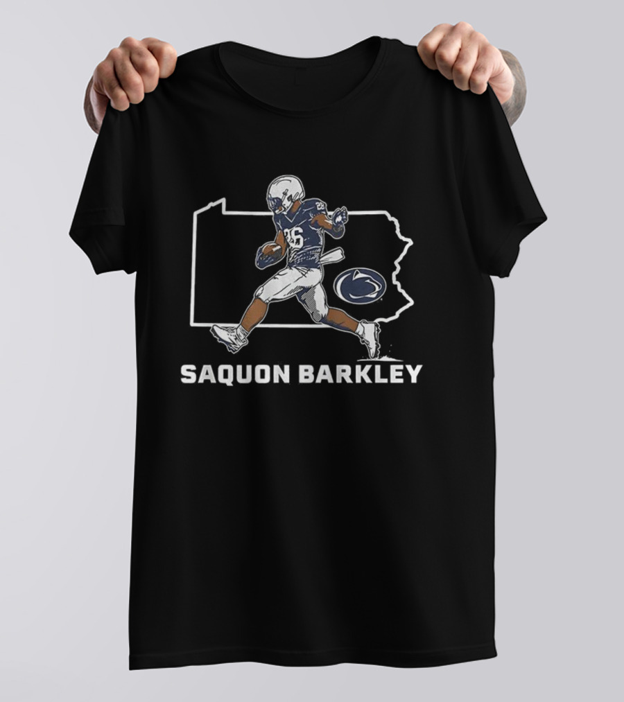 Saquon Barkley Penn State Nittany Lions Football Pennsylvania Outline T-Shirt