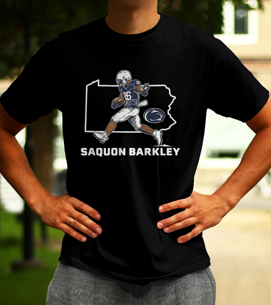 Saquon Barkley Penn State Nittany Lions Football Pennsylvania Outline T-Shirt
