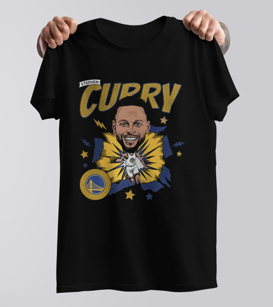 Stephen Curry Golden State Warriors NBA Caricature Vibrant Design T-Shirt