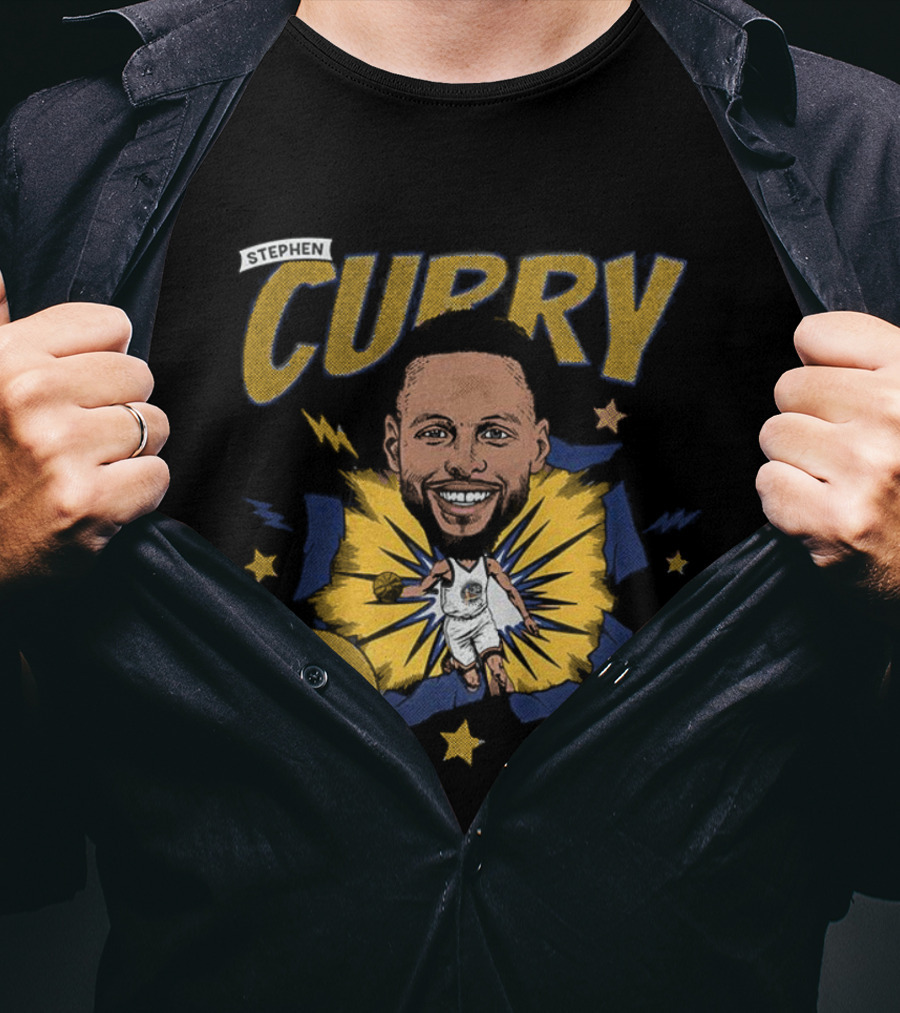 Stephen Curry Golden State Warriors NBA Caricature Vibrant Design T-Shirt