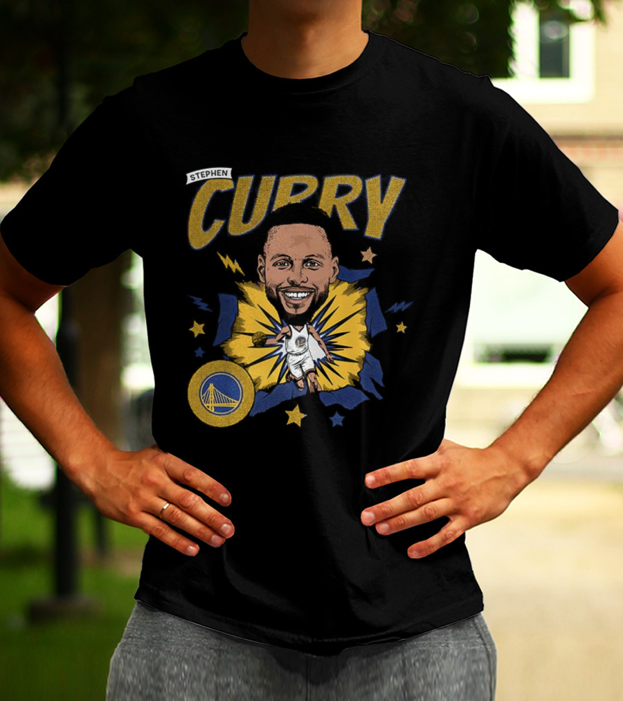 Stephen Curry Golden State Warriors NBA Caricature Vibrant Design T-Shirt