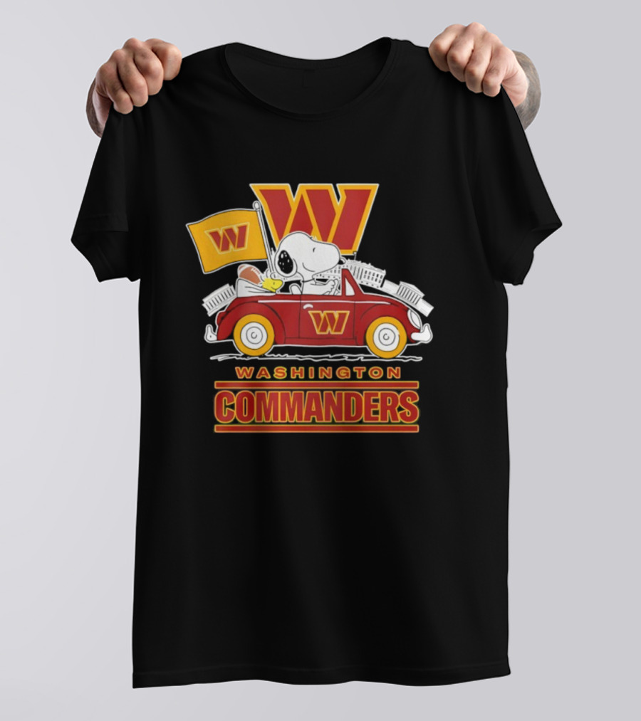 Washington Commanders Snoopy Woodstock Driving Football Car Fan Gear T-Shirt
