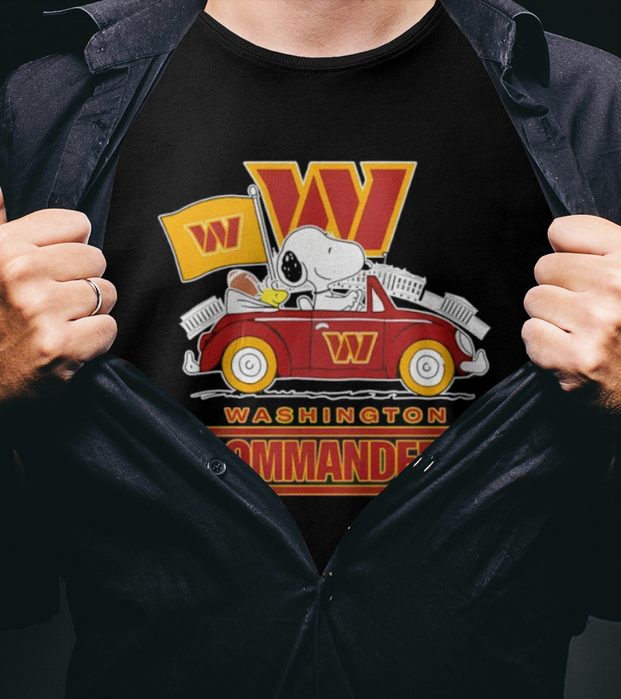 Washington Commanders Snoopy Woodstock Driving Football Car Fan Gear T-Shirt