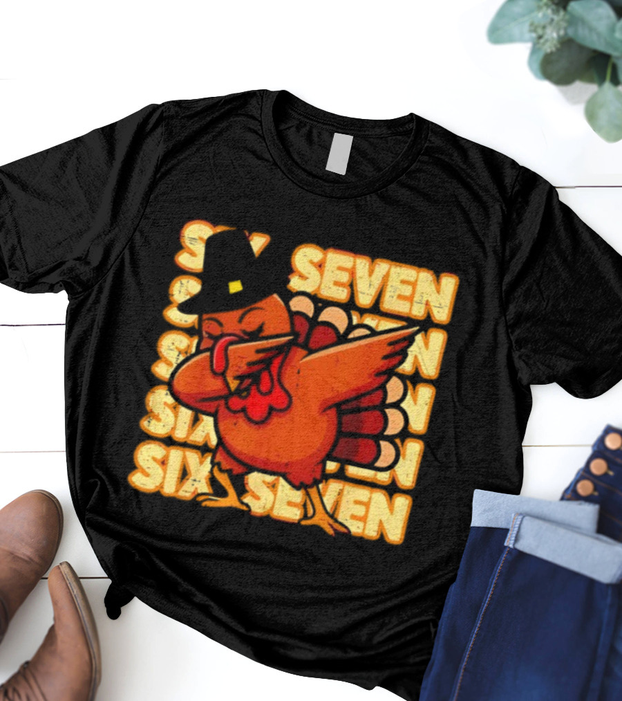 Thanksgiving Turkey Dab Meme Six Seven 67 Funny T-Shirt