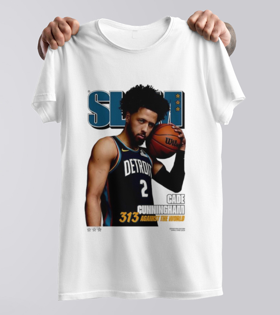 Slam Cade Cunningham Detroit Pistons 313 Against The World T-Shirt
