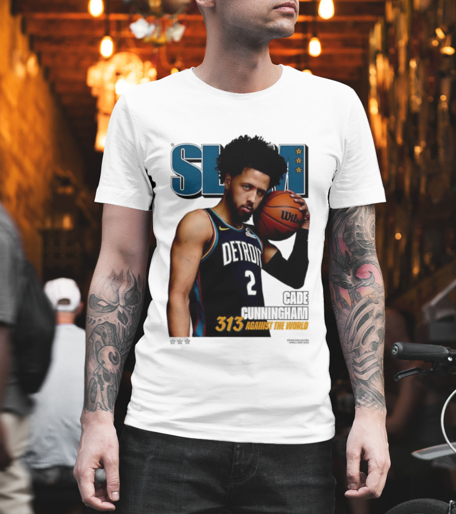 Slam Cade Cunningham Detroit Pistons 313 Against The World T-Shirt