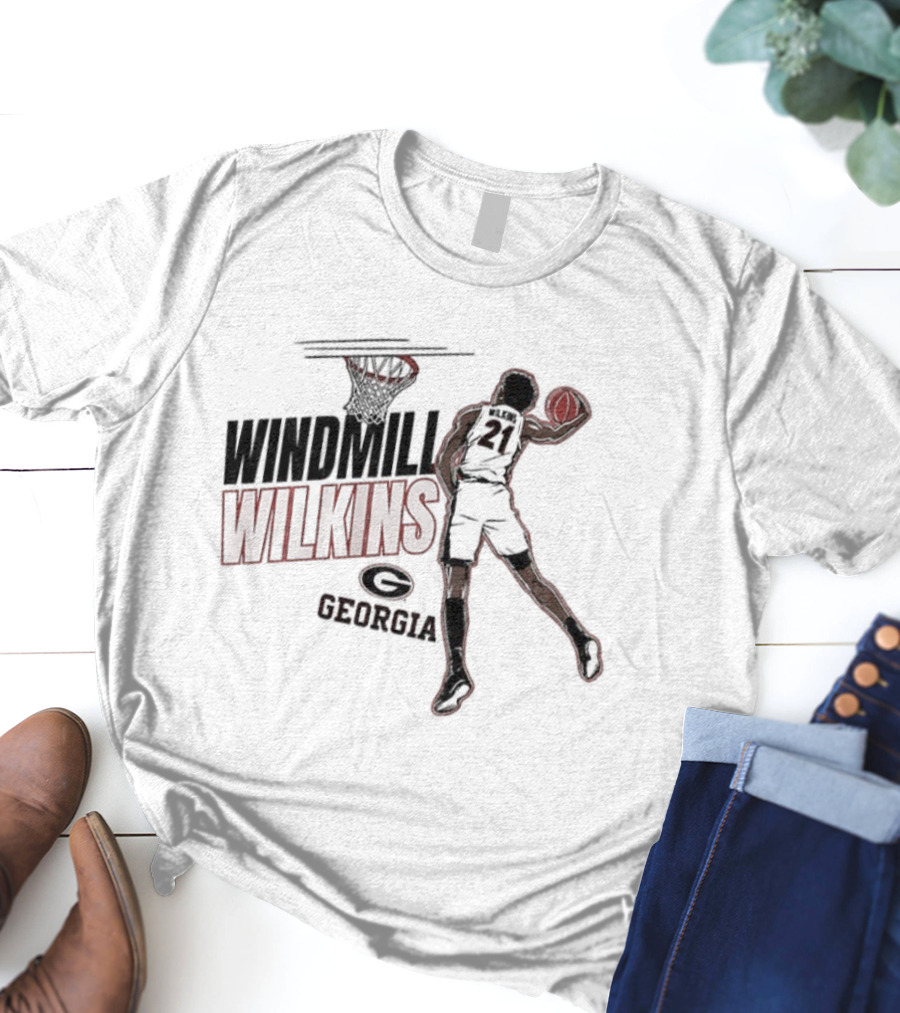 Windmill Wilkins Georgia Basketball Cartoon Iconic Slam Dunk T-Shirt
