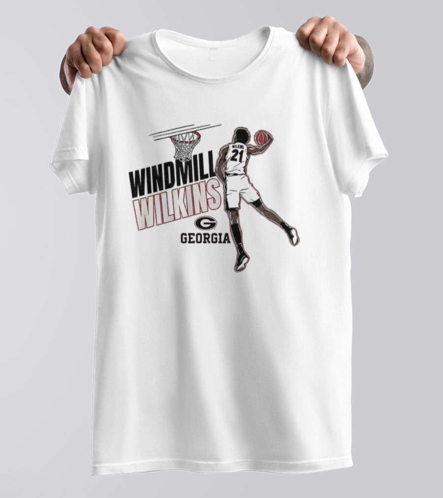 Windmill Wilkins Georgia Basketball Cartoon Iconic Slam Dunk T-Shirt