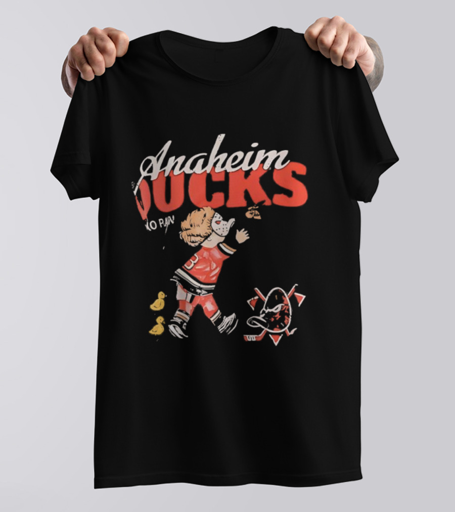 Anaheim Ducks Vintage Style Hockey Player And Mascot Retro Graphics T-Shirt