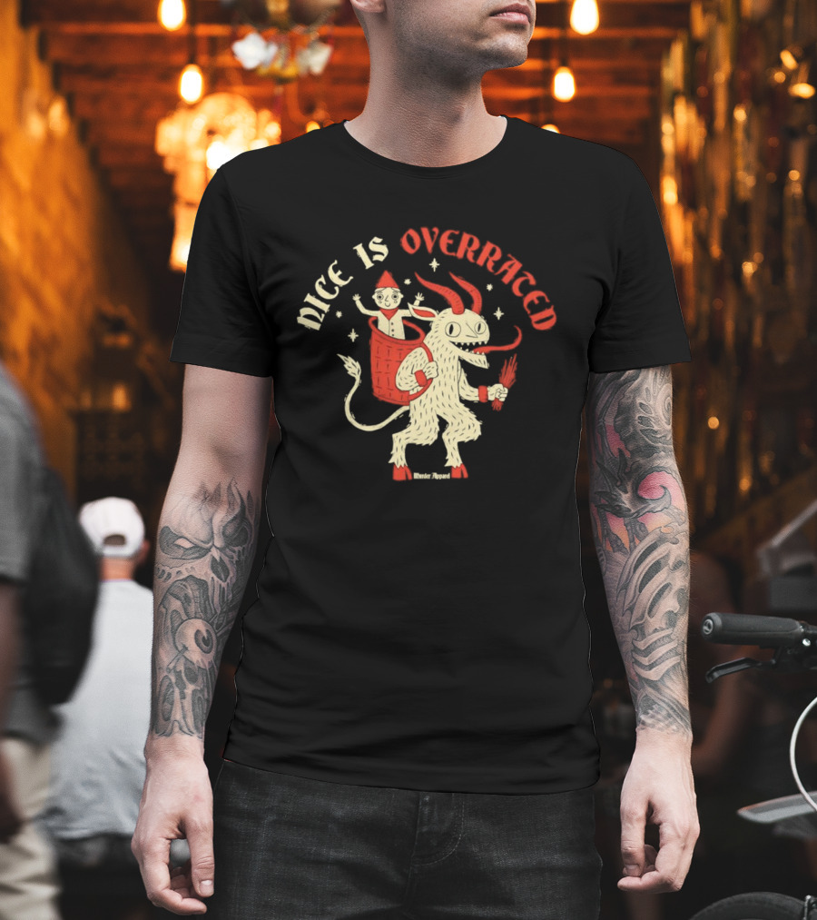 Krampus Nice Is Overrated Festive Holiday Humor With Santa Claus And Demon Imagery T-Shirt