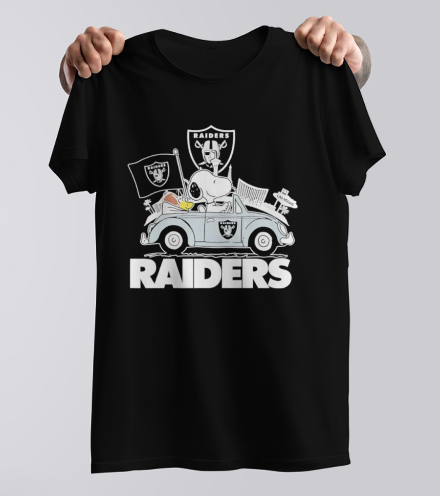 Peanuts Las Vegas Raiders Welcome To The Pound Driving Car Raiders Football Snoopy T-Shirt