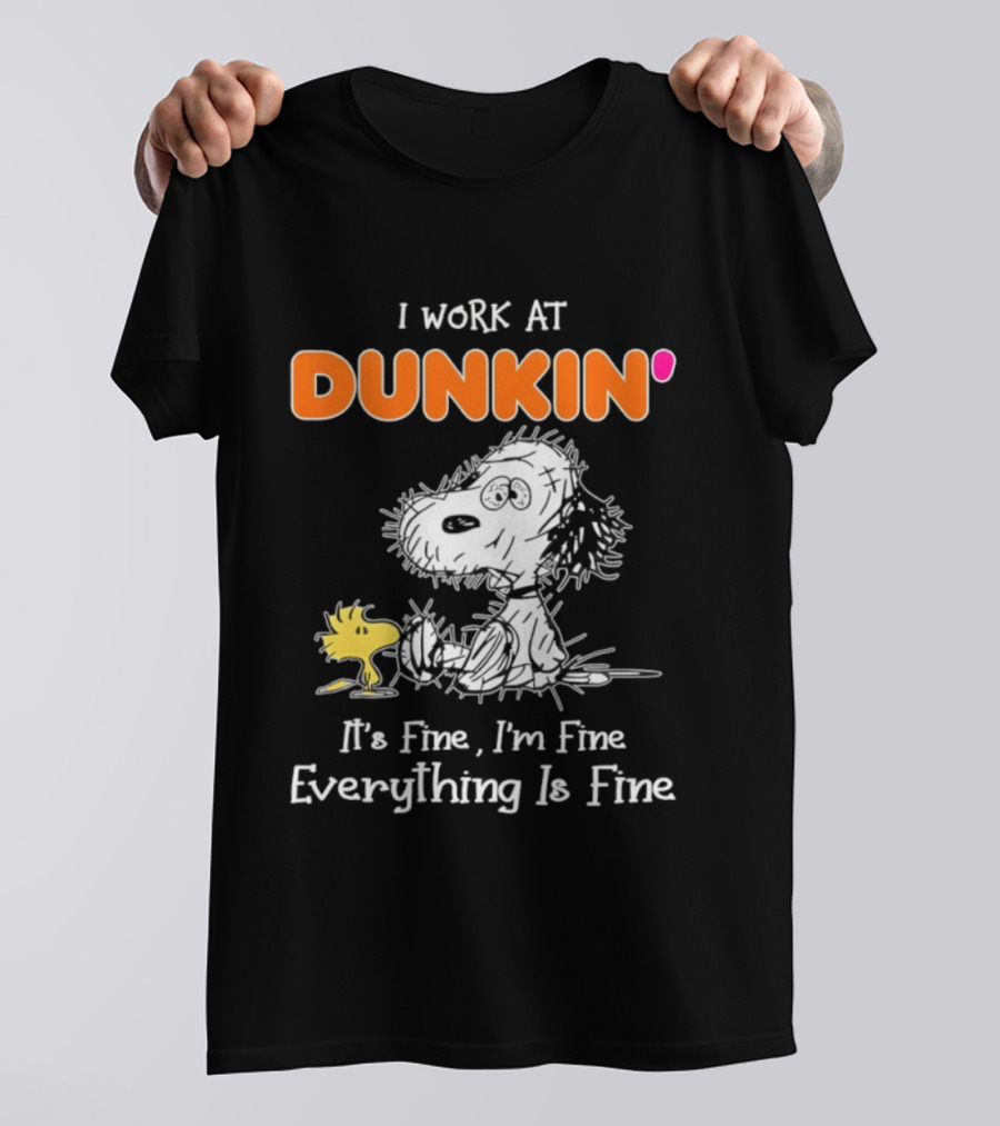 Snoopy And Woodstock Dunkin' It's Fine I'm Fine Everything Is Fine T-Shirt
