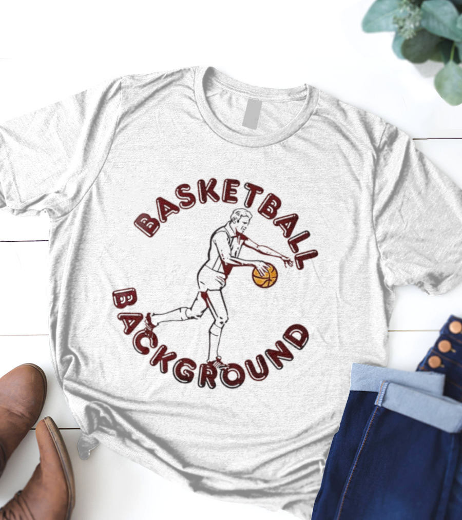 Basketball Background Player Dribbling Ball Silhouette T-Shirt