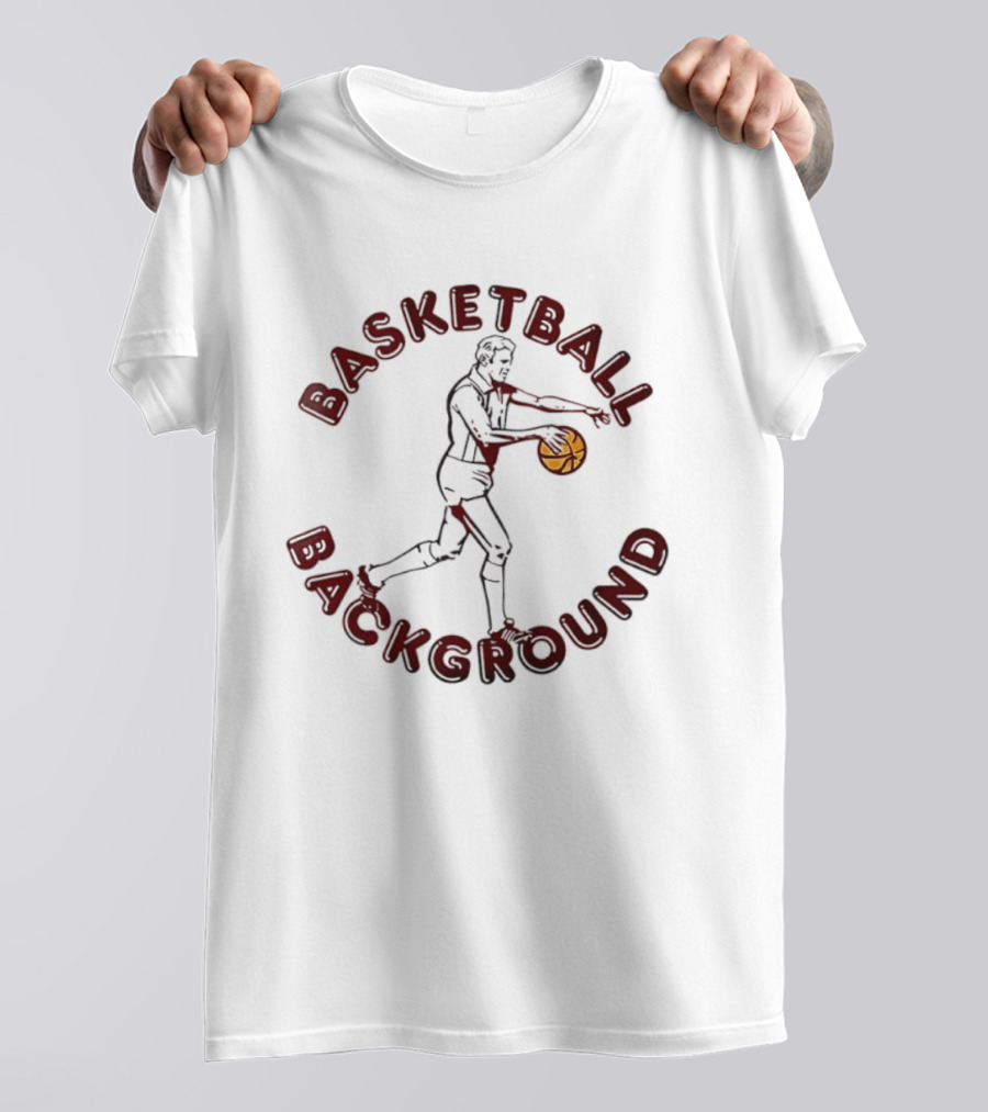 Basketball Background Player Dribbling Ball Silhouette T-Shirt