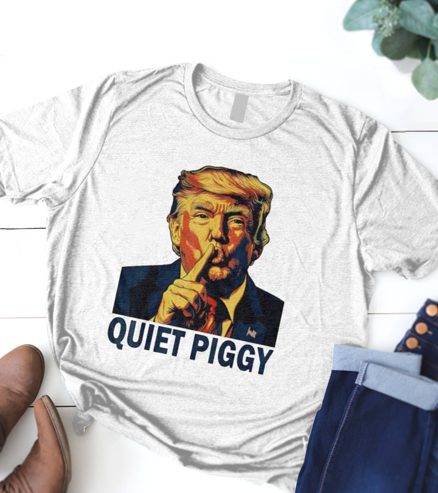 QUIET PIGGY Shushing Gesture T-Shirt