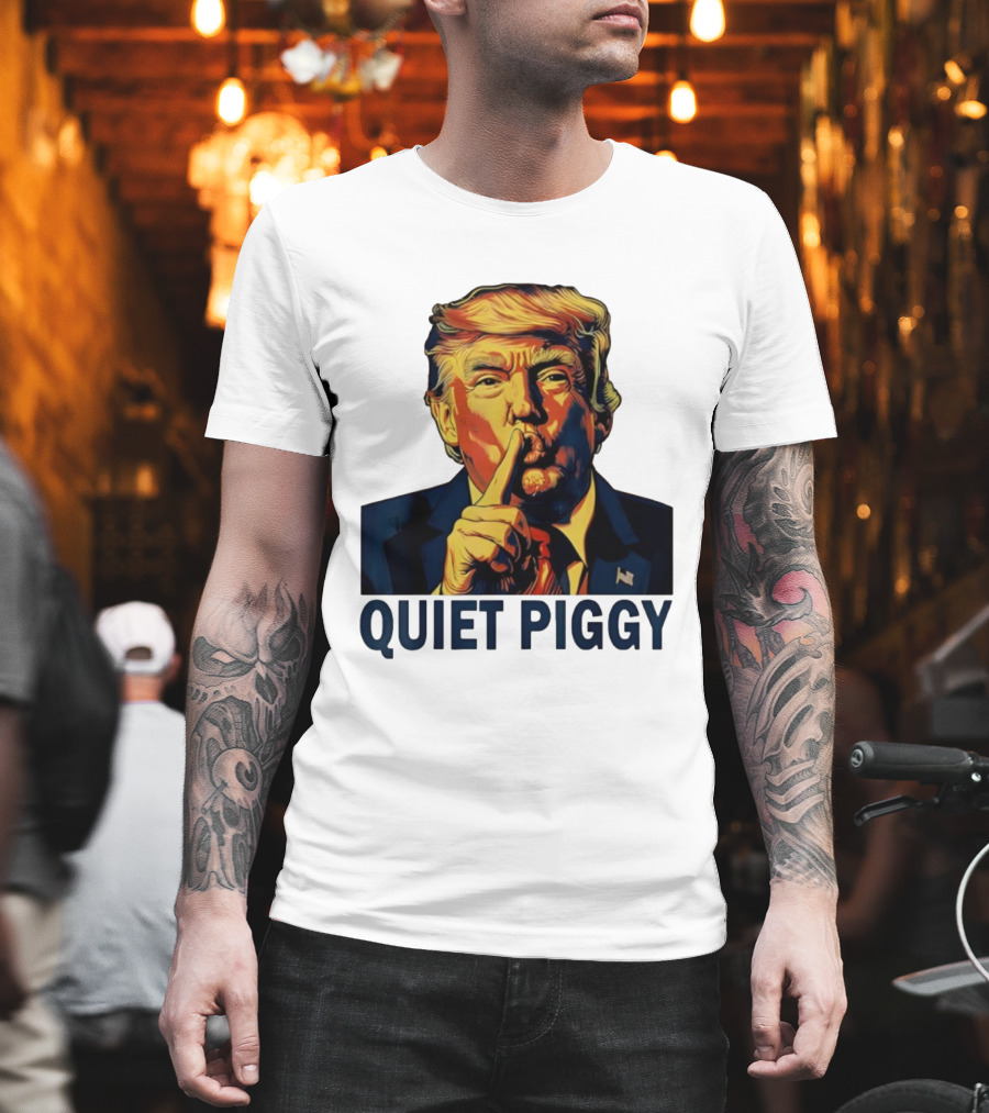 QUIET PIGGY Shushing Gesture T-Shirt