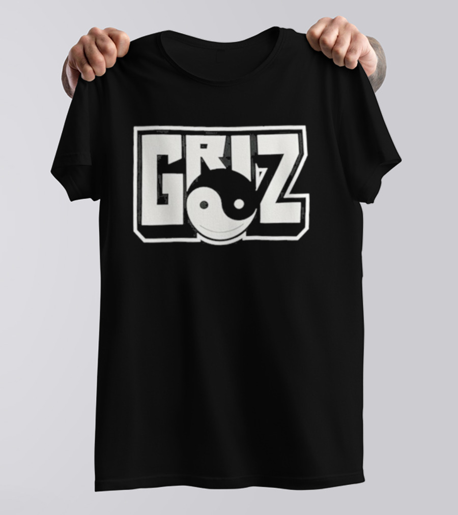 GRiZ Yin Yang Smiley Face Block Text T-Shirt