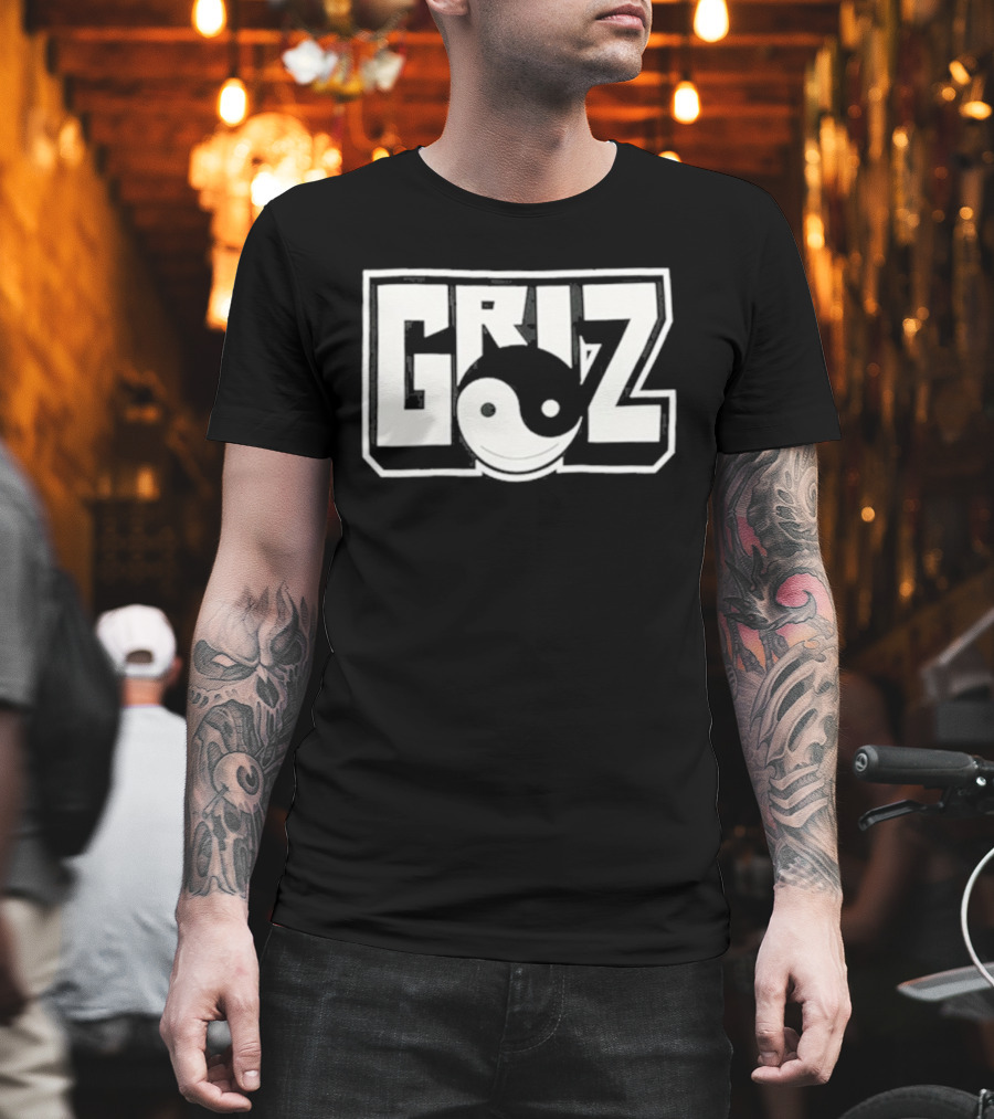 GRiZ Yin Yang Smiley Face Block Text T-Shirt
