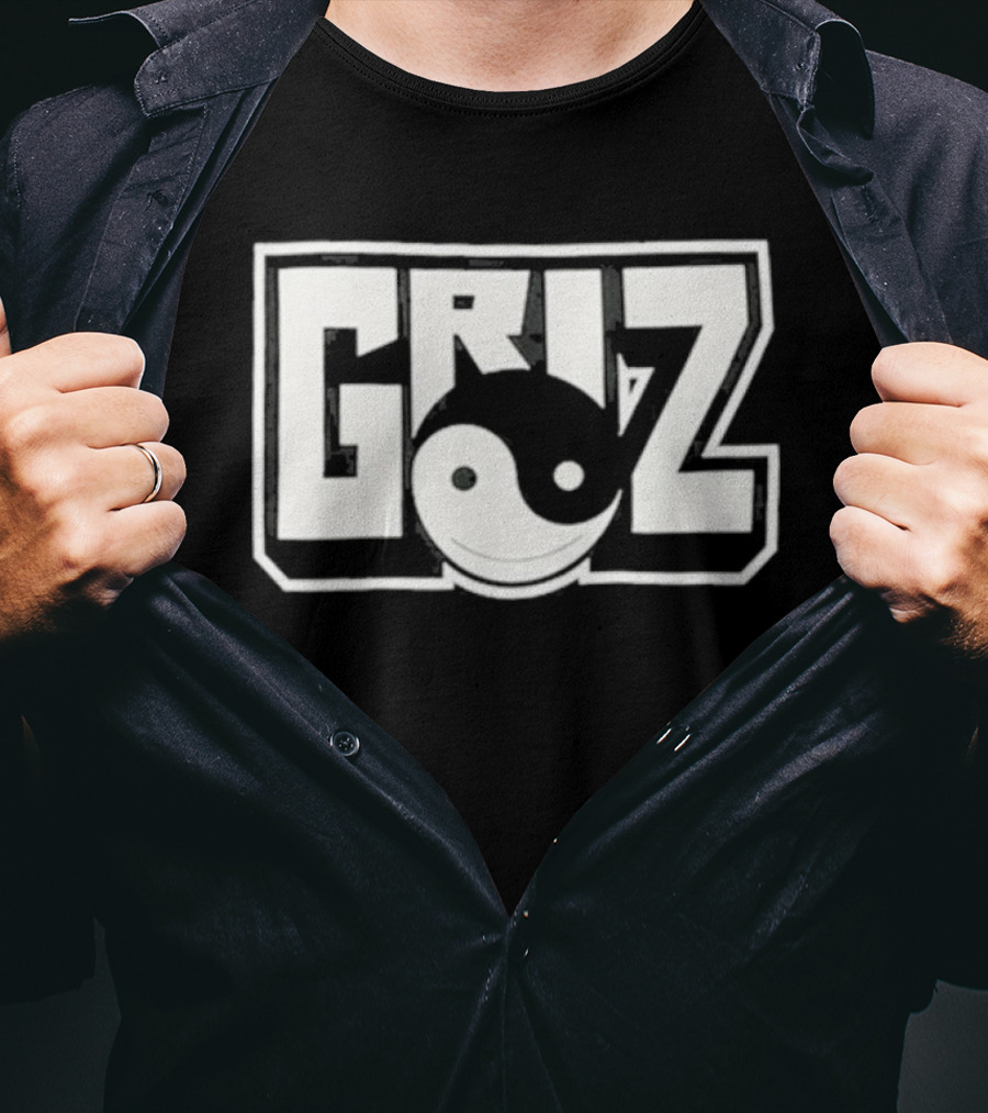 GRiZ Yin Yang Smiley Face Block Text T-Shirt