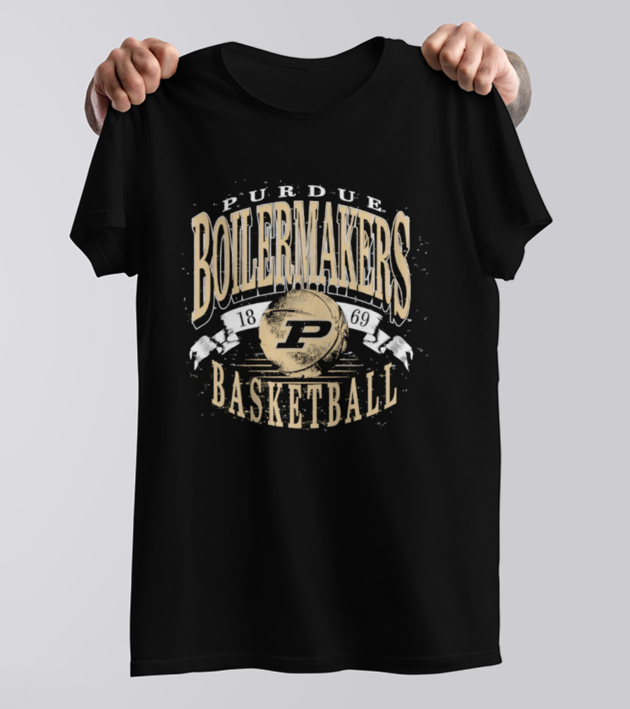 Purdue Boilermakers Basketball P Logo Vintage Style T-Shirt