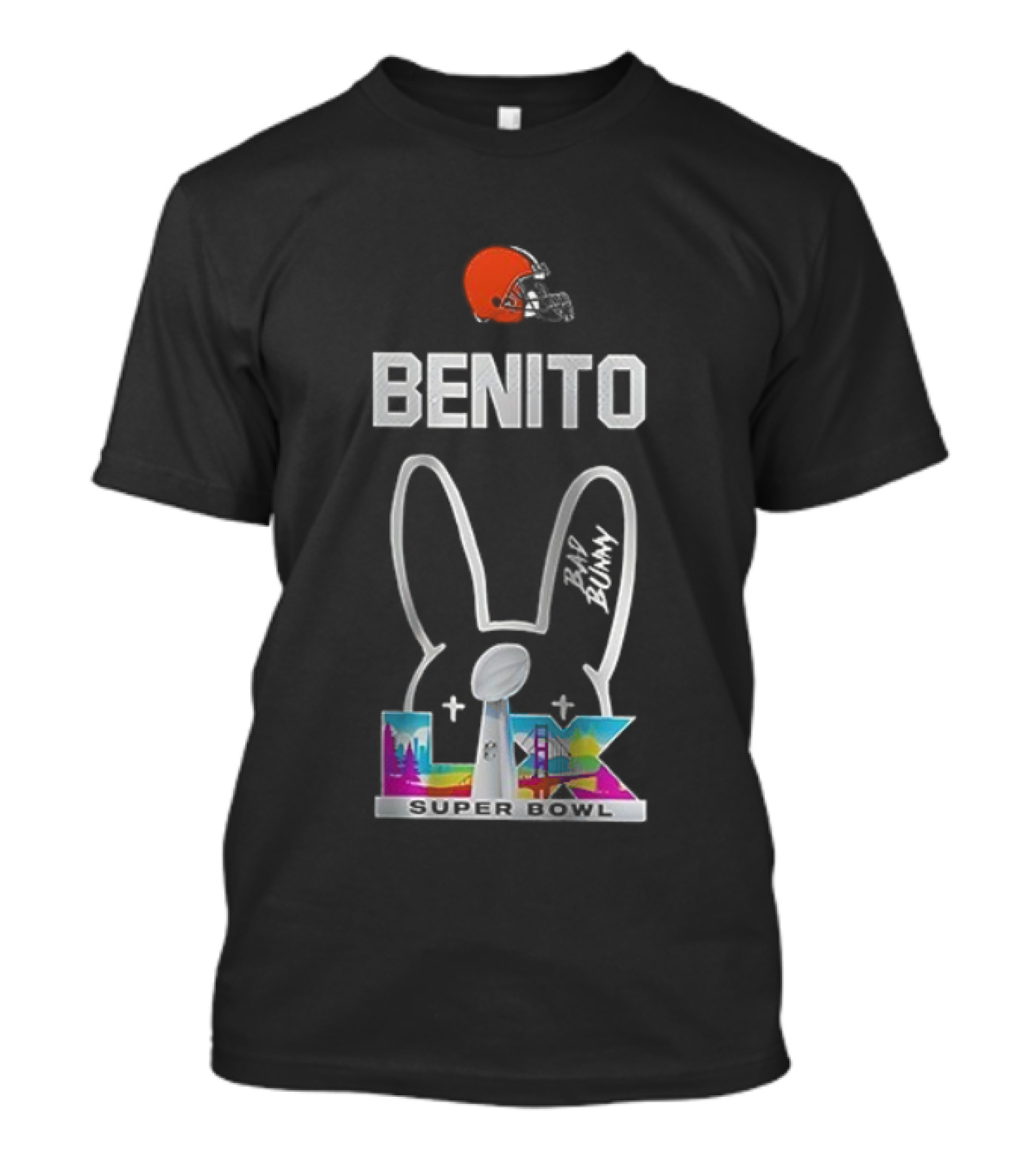 Cleveland Browns Benito Bad Bunny Super Bowl LIV Iconic Signature T-Shirt