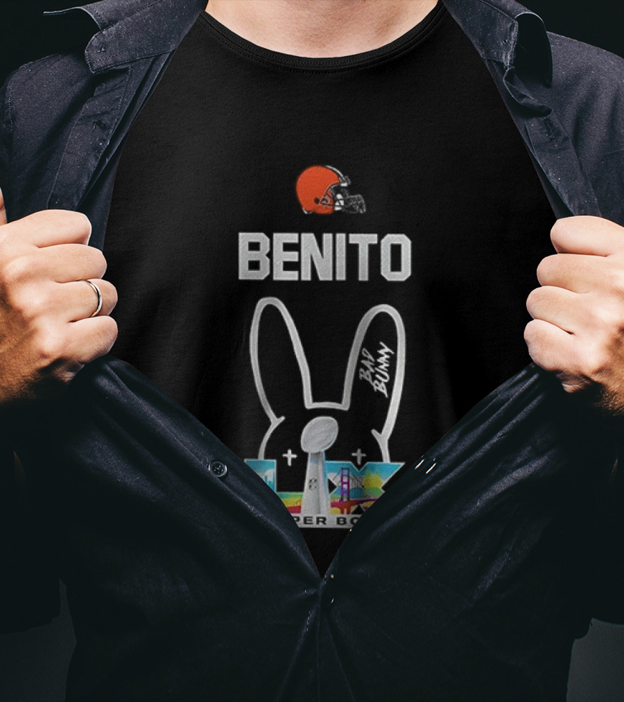 Cleveland Browns Benito Bad Bunny Super Bowl LIV Iconic Signature T-Shirt