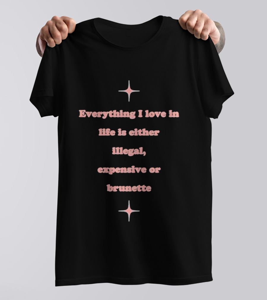 Everything I Love In Life Is Either Illegal Expensive Or Brunette T-Shirt