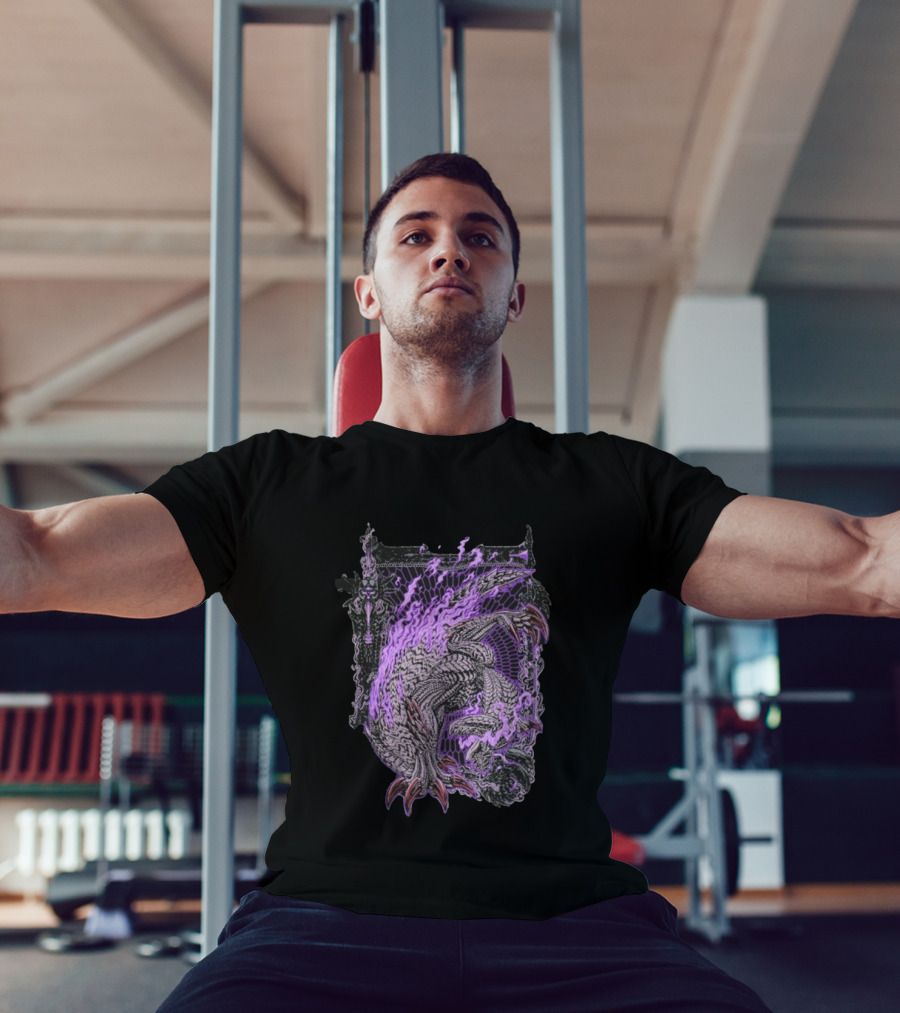 Monster Hunter Wilds Gore Magala Purple Flames Energy T-Shirt