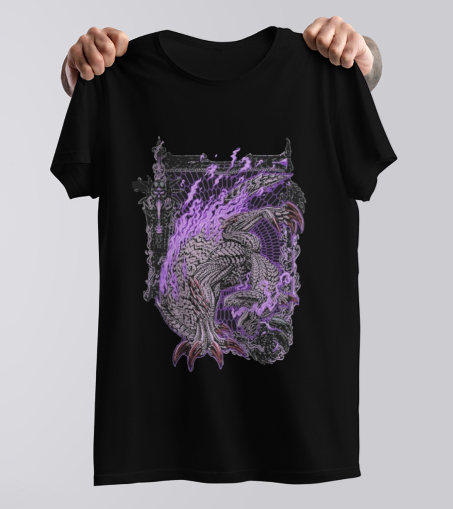 Monster Hunter Wilds Gore Magala Purple Flames Energy T-Shirt